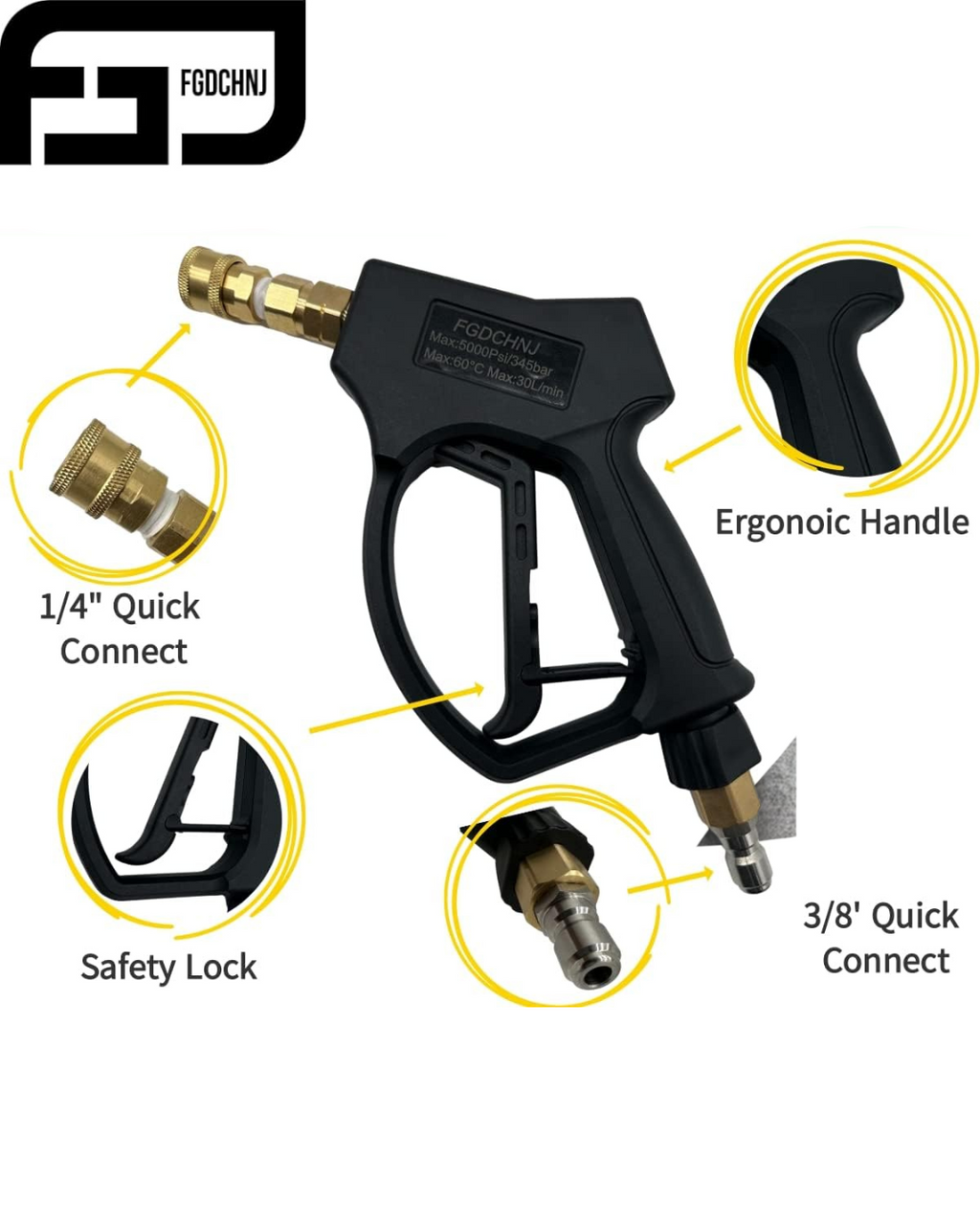 FGDCHNJ 5000 PSI High Pressure Spray Gun – 8 GPM