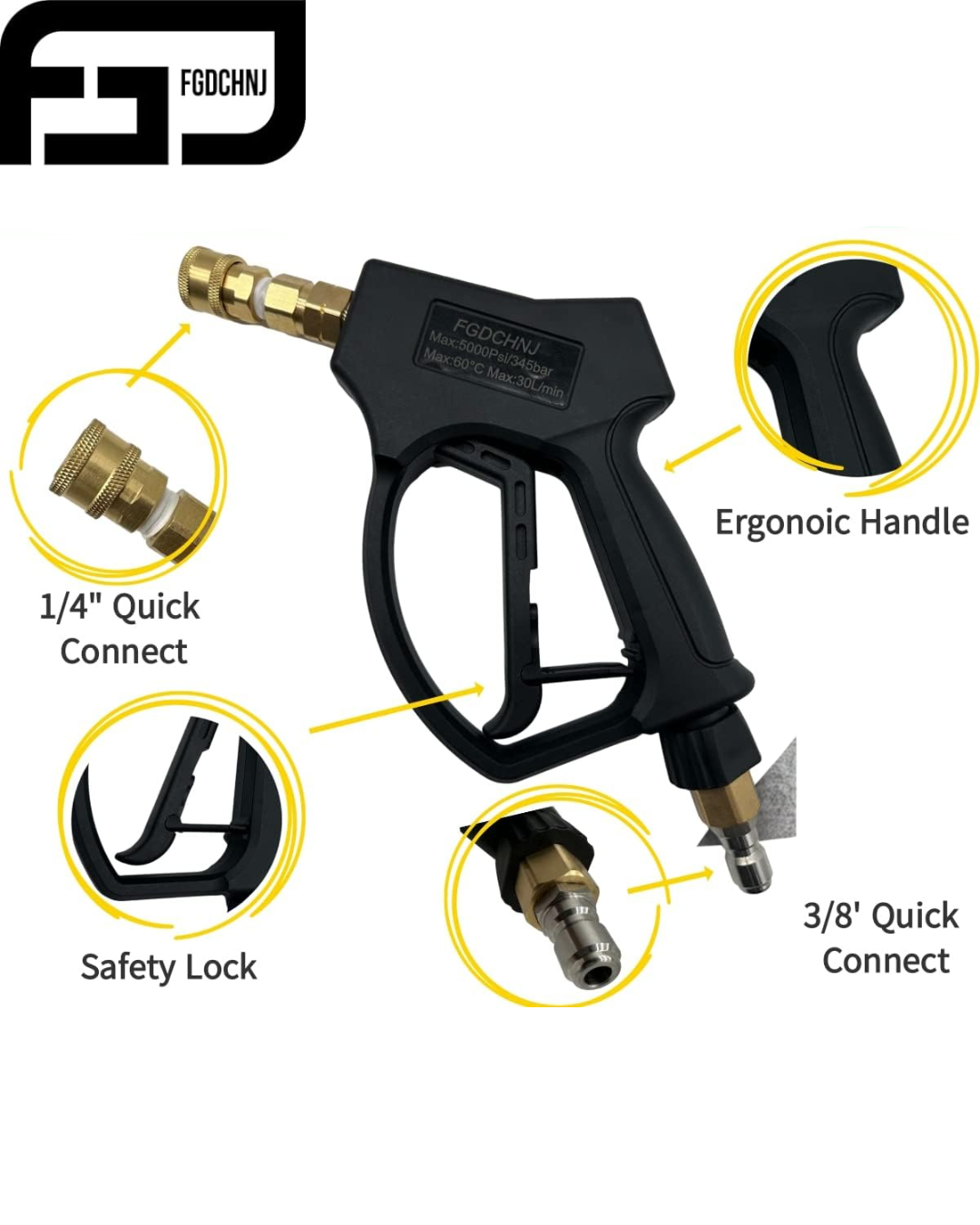 FGDCHNJ 5000 PSI High Pressure Spray Gun – 8 GPM
