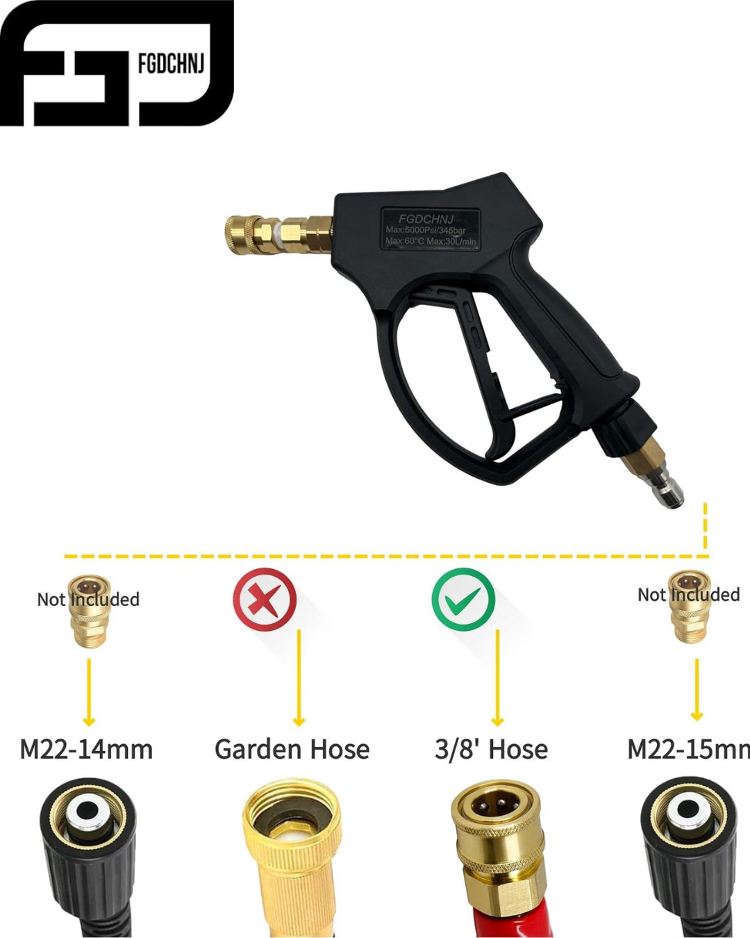 FGDCHNJ 5000 PSI High Pressure Spray Gun – 8 GPM