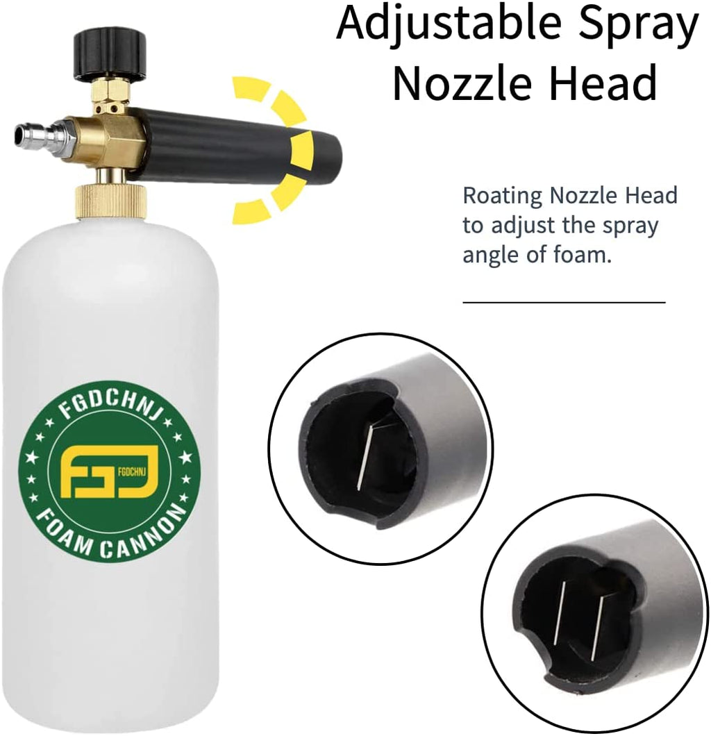 Pressure Washer Foam Cannon with 1/4” Quick Connector, 1 Liter Bottle, Car Wash Foam Gun